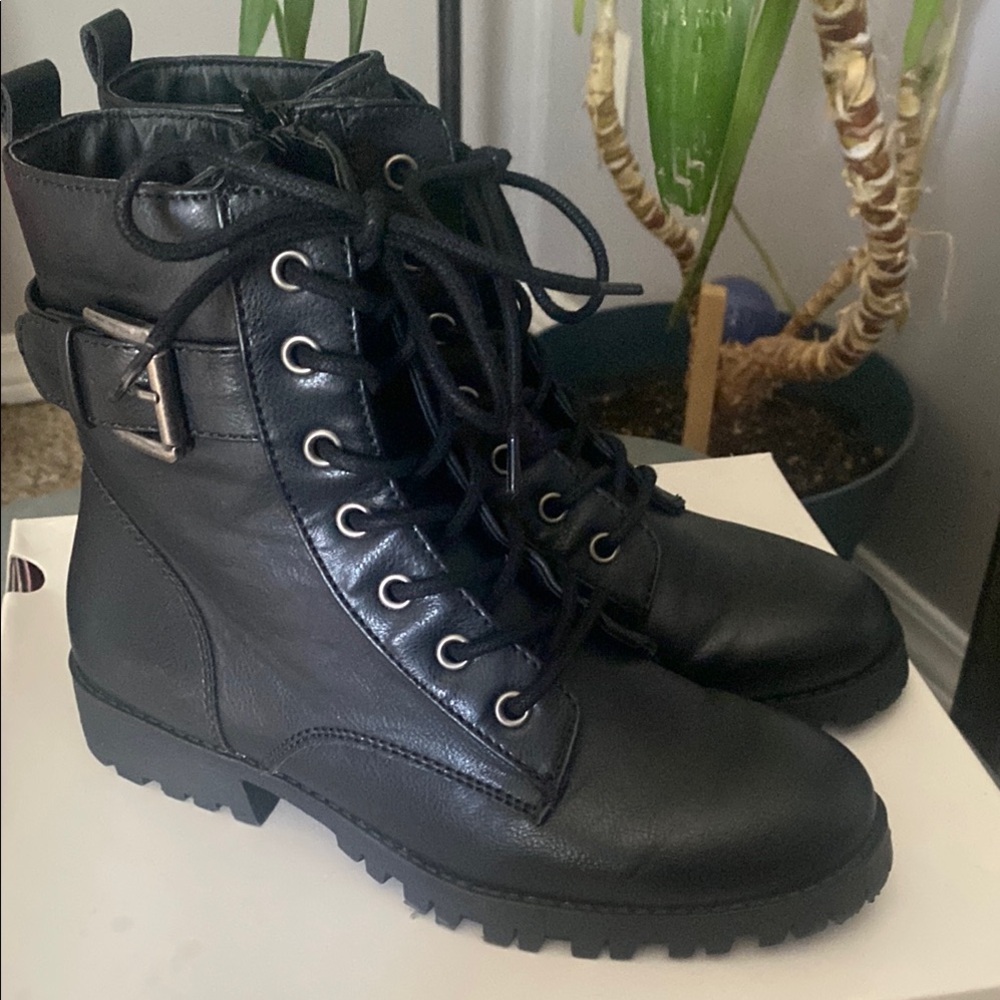 Black Lace-Up Ankle Boots